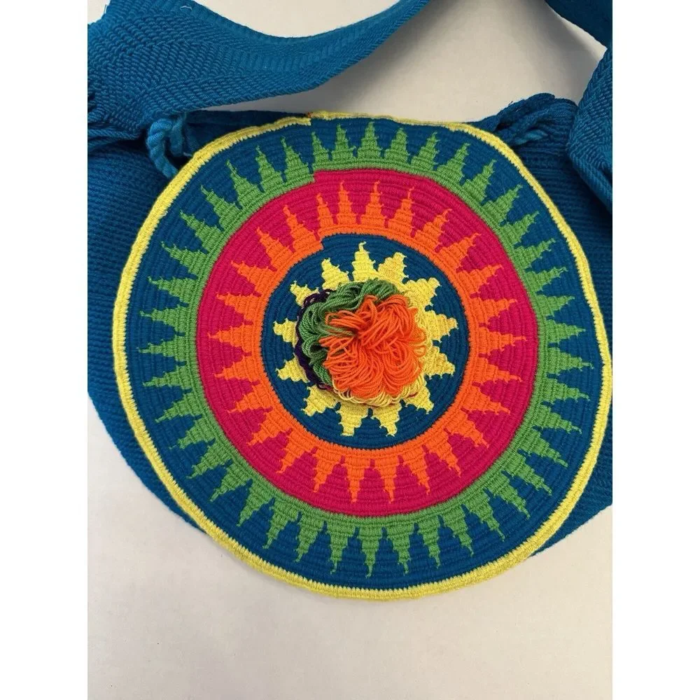 Round Knit Purse Colorful‎ Geometric Mandala Festival